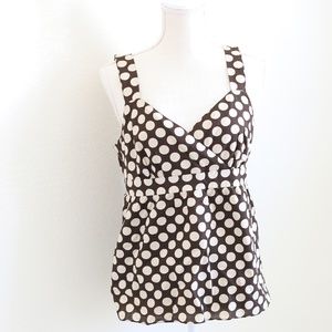 Vintage Loft Brown and White Polka Dot Empire Waist Top